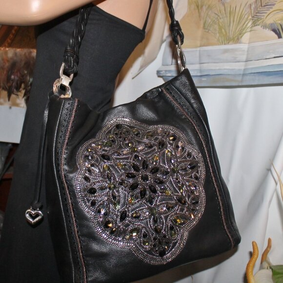 $498 Brighton Anju Masterpiece Collection Jeweled Crystal Hobo Shoulder Bag - Picture 2 of 10